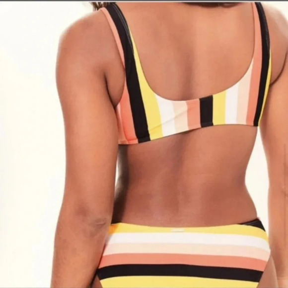 NWOT Abercrombie & Fitch Stripe Front Knot Cheekini One Piece Tapered Swimsuit - Picture 3 of 14